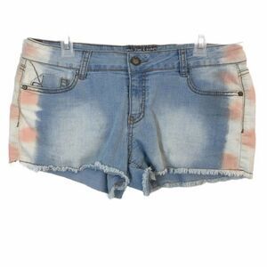 Hot Kiss Denim Shorts Womens Size 12 Checkered Sides Measures 33x2.5 8.5in Rise